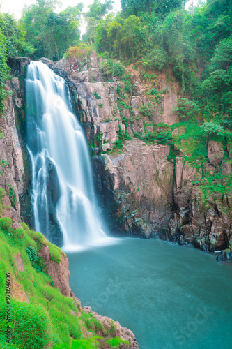 Beautiful deep forest waterfall at Haew narok waterfall, khao yai national park, Thailand