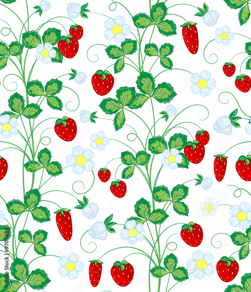 Vector hand drawn seamless strawberry pattern. Vector hand drawn seamless strawberry pattern.