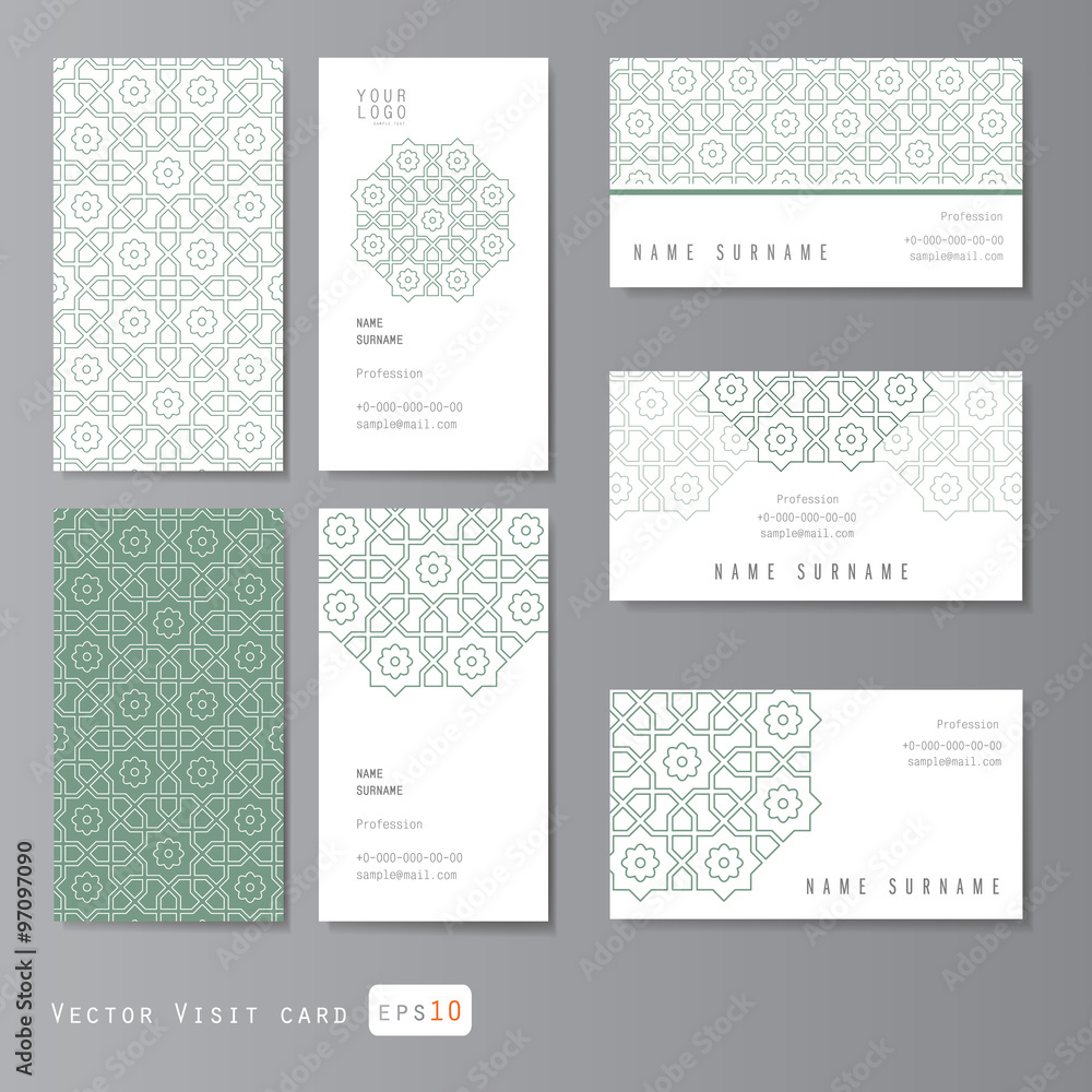 Visit cards set with arabic ornament