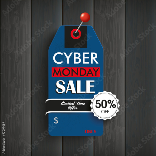 Wooden Board Cyber Monday Red Pin