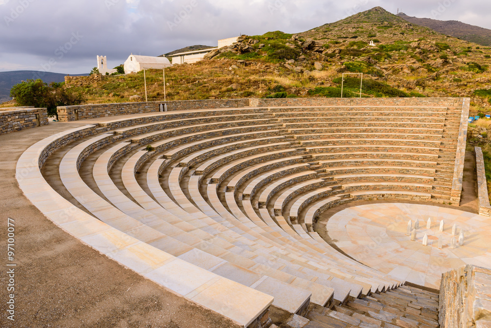 Ancient amphitheater, IOS island, Cyclades, Greece.