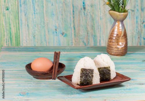 Rice ball,onigiri ,rice mixing with seaweed. #97100030