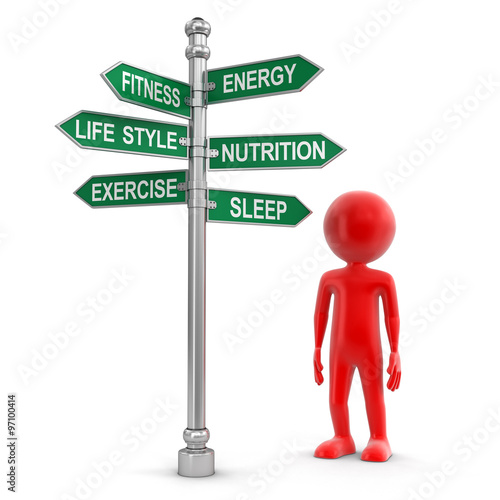 Man and Sign Directions (clipping path included)