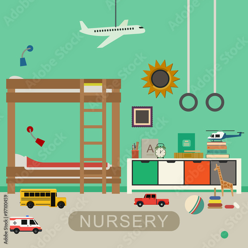 Nursery baby room interior.