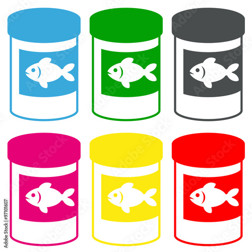 Icono plano comida peces varios colores #1