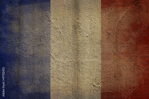 Grunge French flag wall background