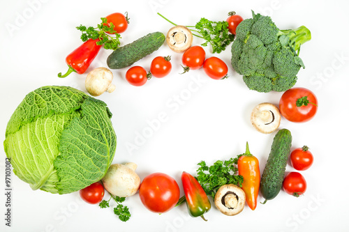 vegetables on white background