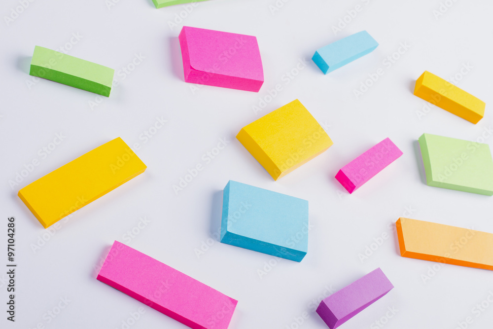 Multicolored stickers are scattered. Multicolored stickers are scattered.