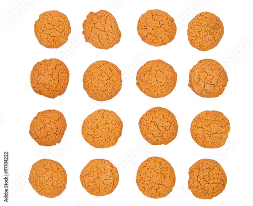 Top View At Oatmeal Cookies Isolated On White