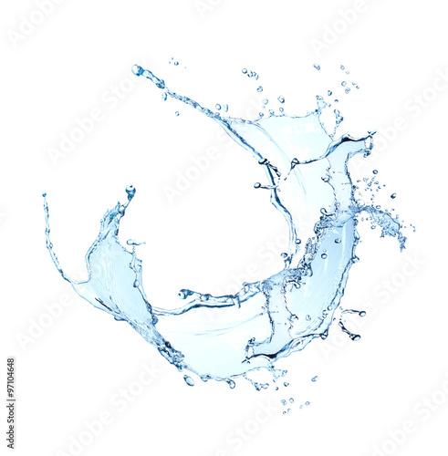 Canvas Print blue water splash isolated on white background