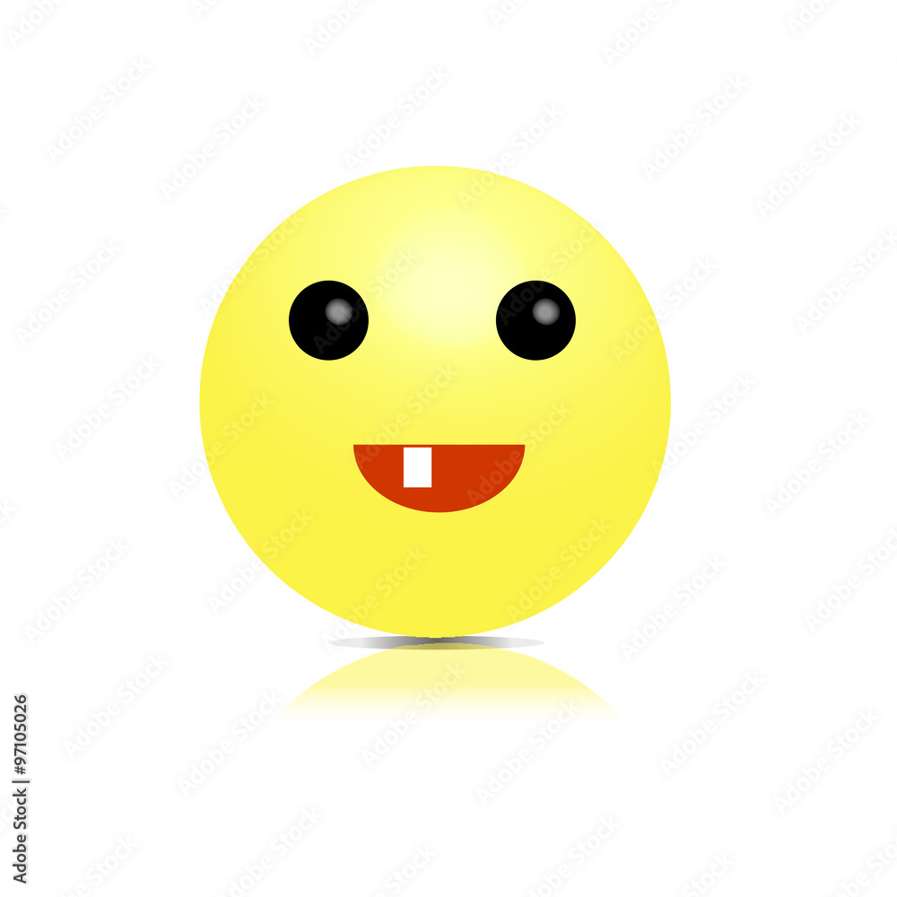 Vector Emoji satisfied smile with one tooth smiles. 3d illustration Vector Emoji satisfied smile with one tooth smiles. 3d illustration