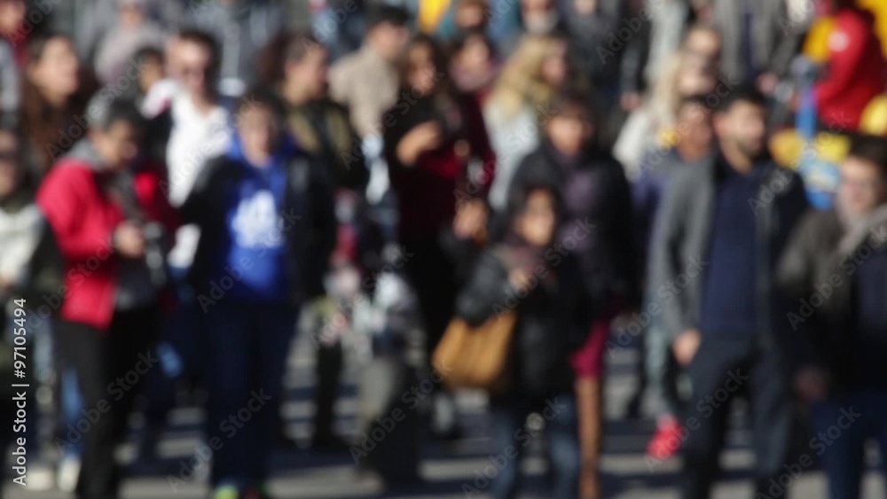Front view blurry pedestrians crossing a street in the city of Barcelona. (08) Front view blurry pedestrians crossing a street in the city of Barcelona. (08)