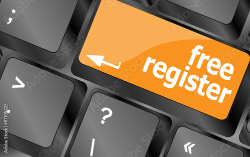 free register computer key showing internet login, vector illustration