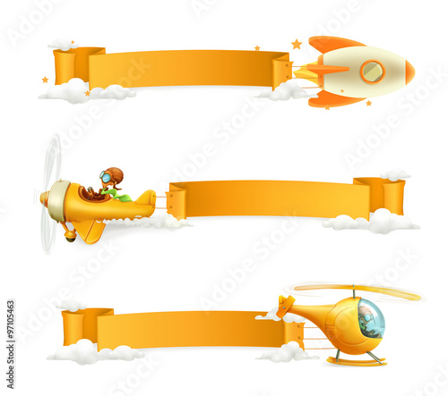 Air banners, vector set