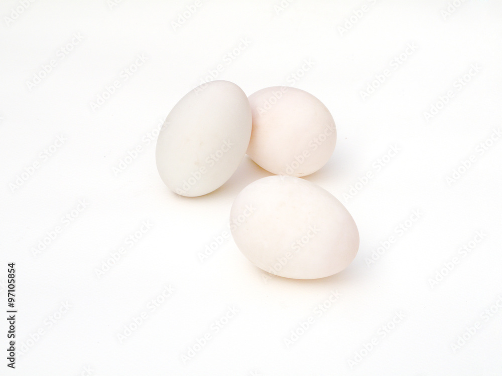 Duck eggs on white background