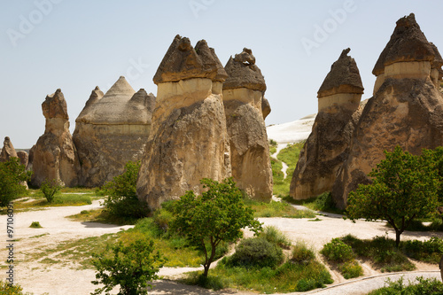 Large rocks with unusual shapes in Cappadocia, Turkey