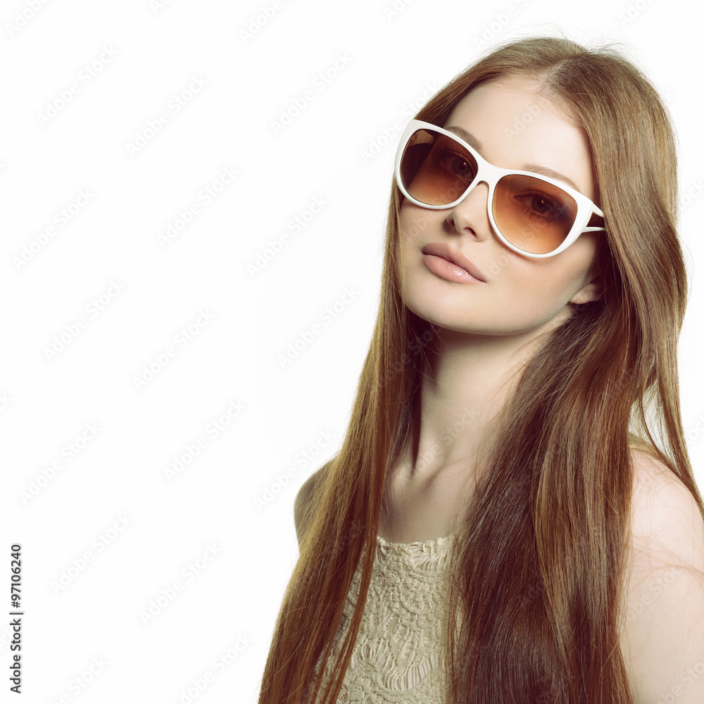 Girl in sunglasses. Beautiful woman in sunglasses posing in stud Girl in sunglasses. Beautiful woman in sunglasses posing in stud
