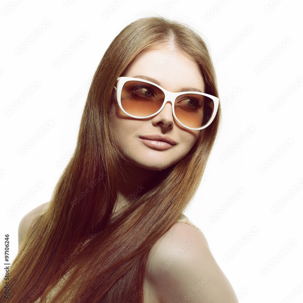 Girl in sunglasses. Beautiful woman in sunglasses posing in stud Girl in sunglasses. Beautiful woman in sunglasses posing in stud