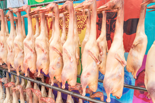 Raw fresh organic chicken for sale at asian food market