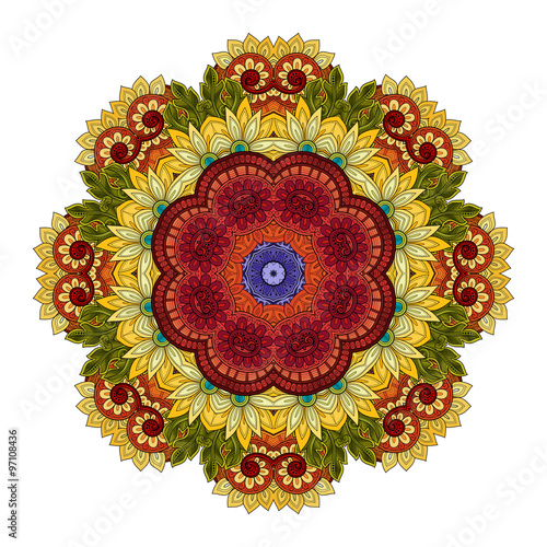 Vector Beautiful Deco Colored contour Mandala
