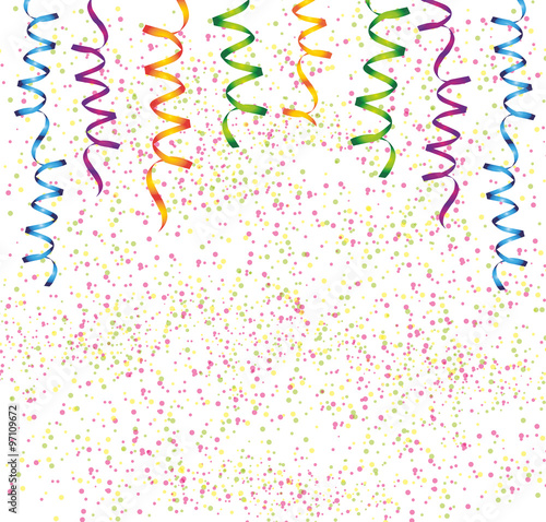 Hintergrund mit buntem Konfetti und Luftschlangen