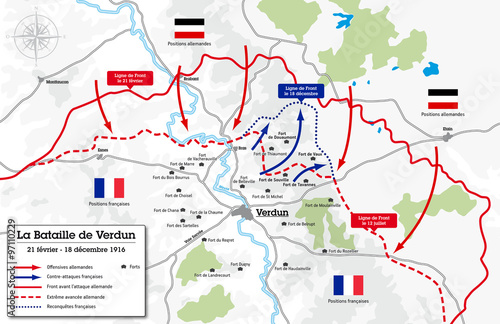 Carte de la Bataille de Verdun - 1916