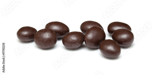 chocolate coated almonds isolated