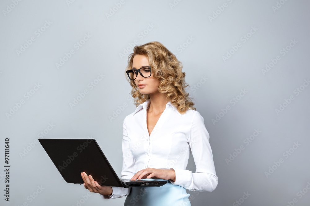 Business concept for emotional young woman Business concept for emotional young woman