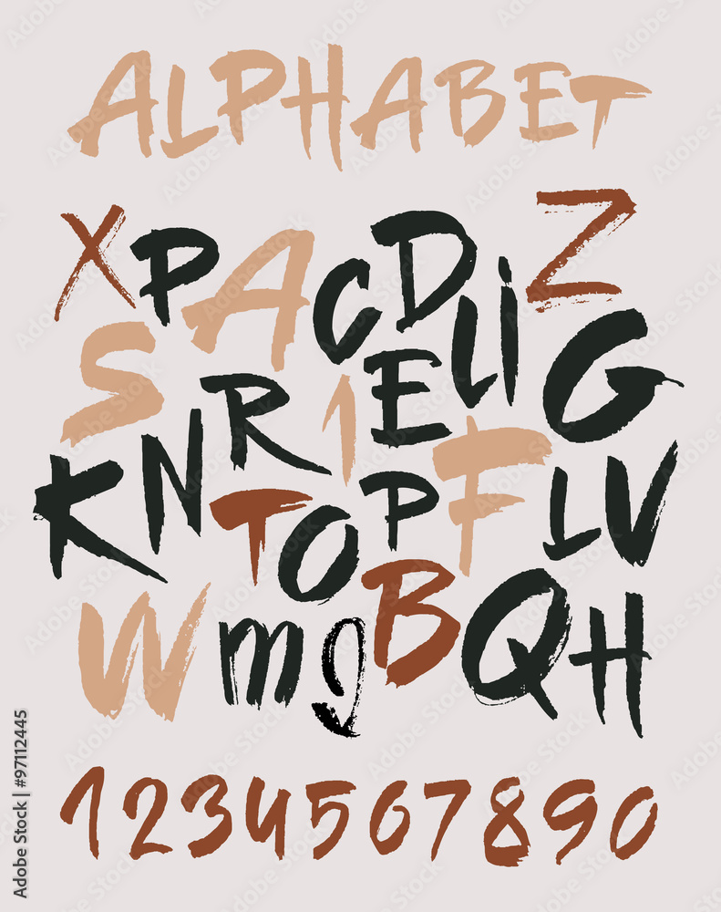 Hand drawn alphabet in retro style. ABC for your design. Letters of the alphabet written with a brush. Hand drawn alphabet in retro style. ABC for your design. Letters of the alphabet written with a brush.