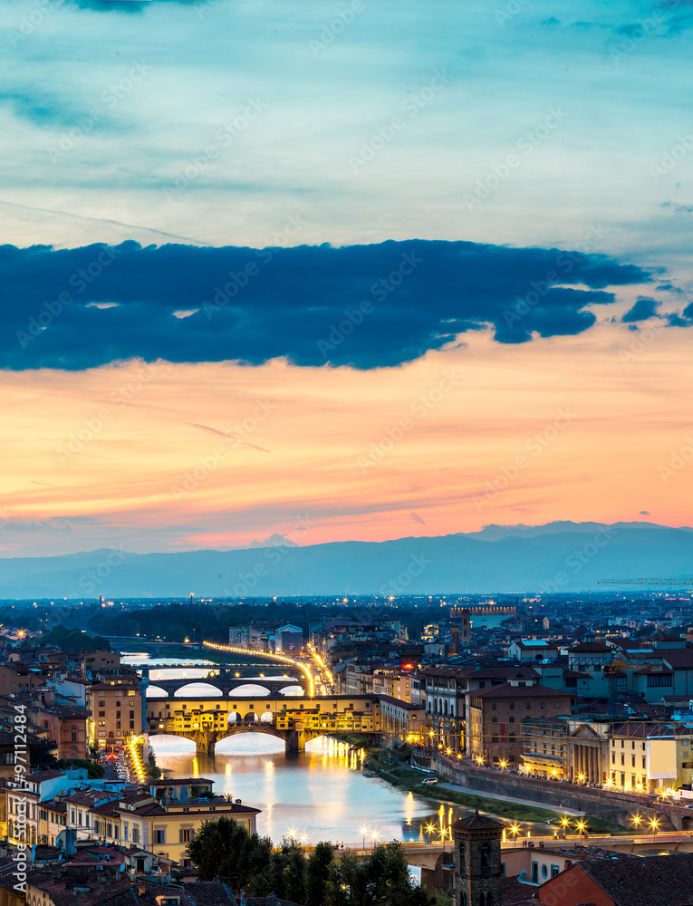 Panoramic sunset in  Florence