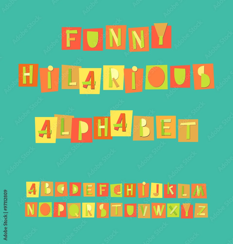 Hand Drawn Trendy Alphabet on green background Hand Drawn Trendy Alphabet on green background