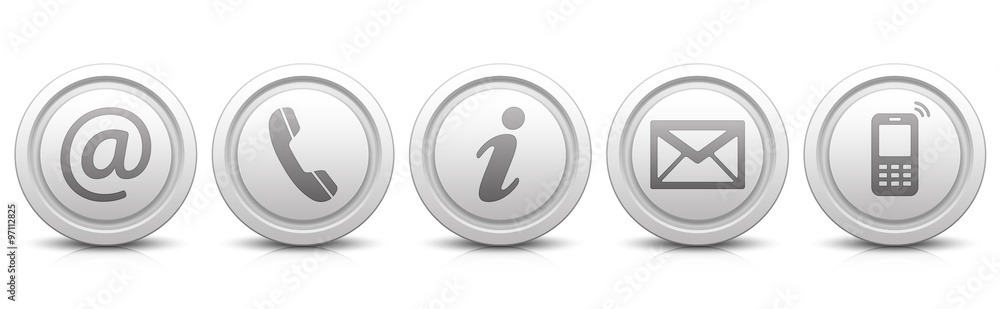 Contact Us – Set of light gray buttons with reflection & white Contact Us – Set of light gray buttons with reflection & white