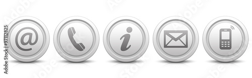 Contact Us – Set of light gray buttons with reflection & white