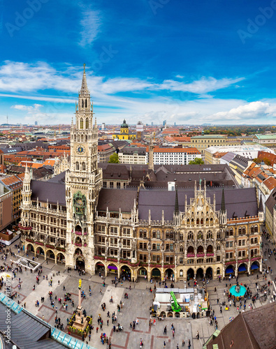 Aerial view on Marienplatz town hall