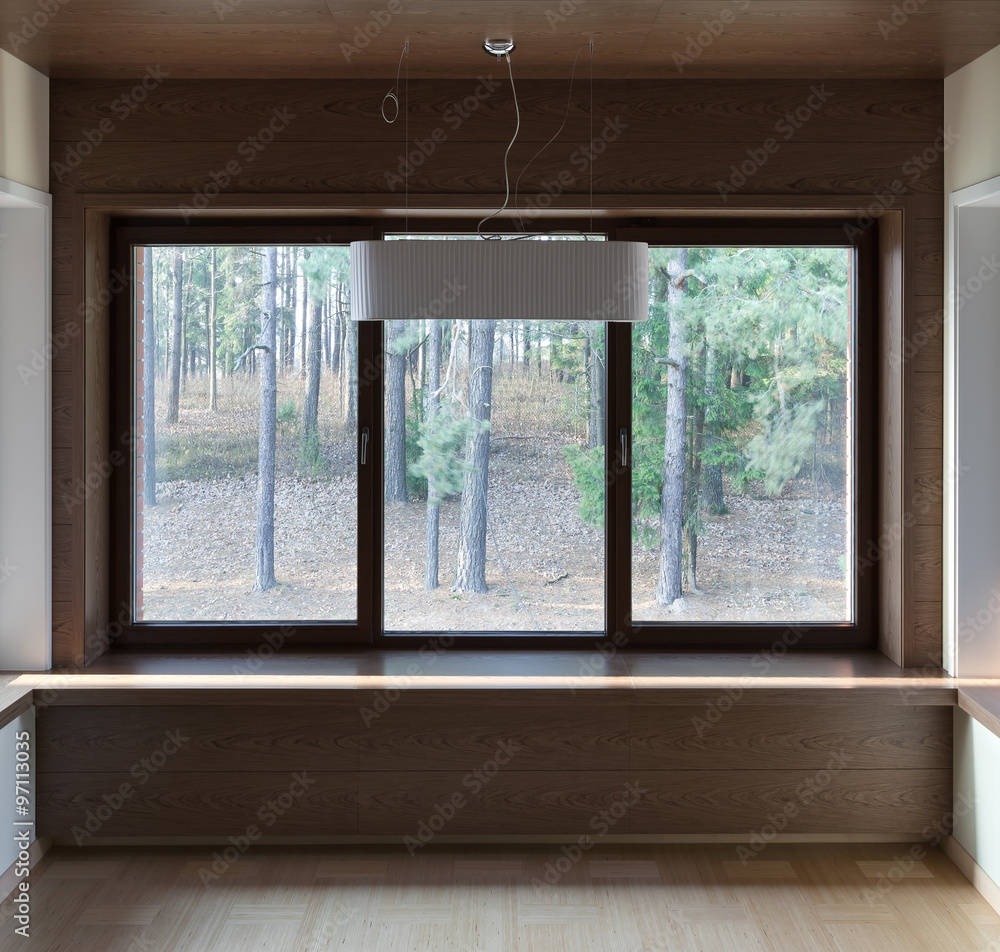 Fototapeta premium Interior of empty room with windows