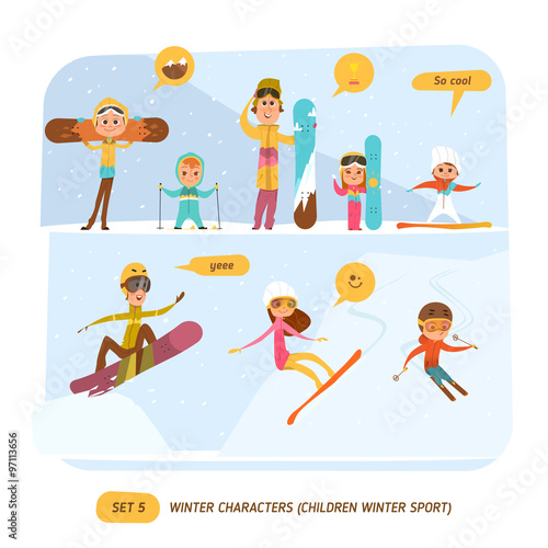 Winter character set. Sport