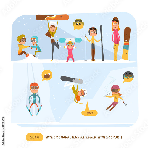 Winter character set. Sport