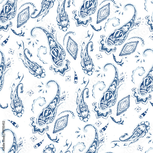 Fantasy flowers seamless paisley pattern. Floral ornament, for textile, wrapping, wallpaper