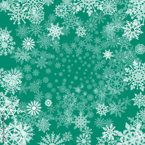 Wallpaper Mural Christmas background of snowflakes, in green colors Torontodigital.ca