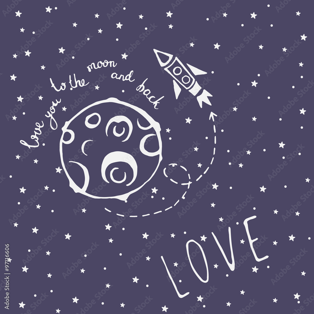Fototapeta premium Card Love you to the moon and back