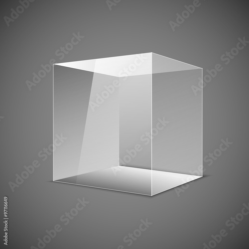 Abstract transparent box on grey background. EPS 10.