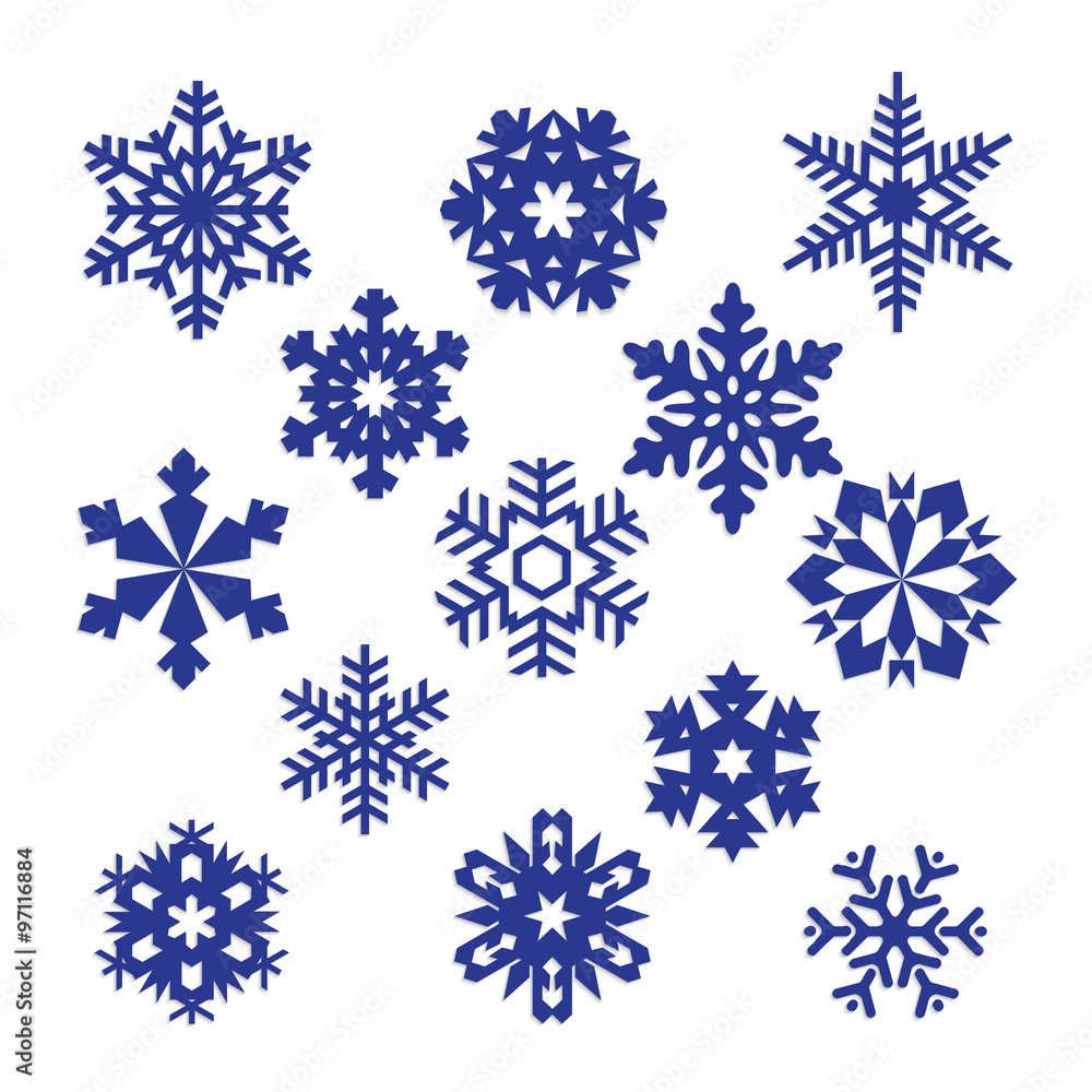 collection of vector snowflakes, blue snowflakes, blue snowflake collection of vector snowflakes, blue snowflakes, blue snowflake