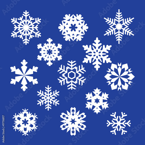 collection of vector snowflakes, blue snowflakes, blue snowflake