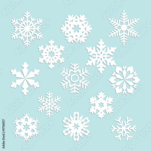 collection of vector snowflakes, blue snowflakes, blue snowflake