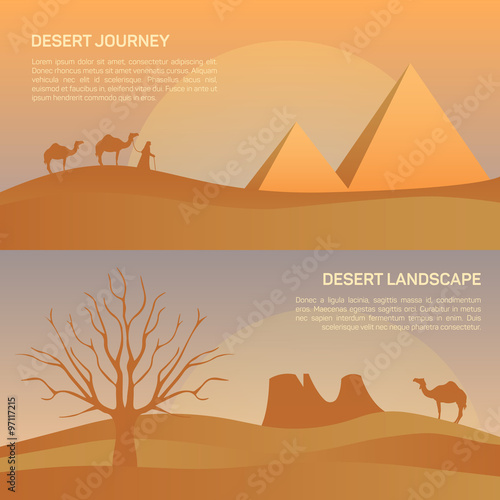 Vector illustration of landscape in Egypt desert