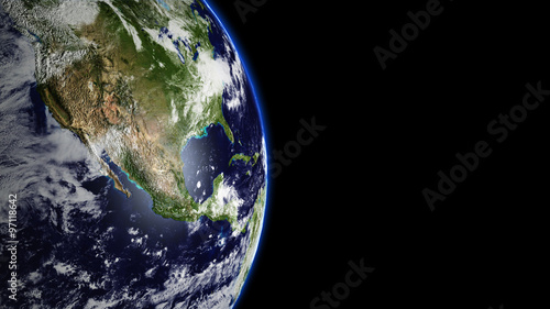 Planet Earth in universe or space, Earth and galaxy in a nebula clouds (Elements of this 3d rendered image furnished by NASA)