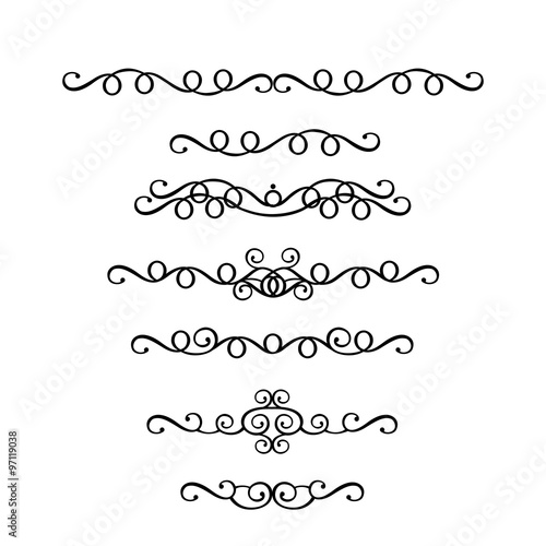 Canvas Print Vector set of vintage ornaments in Victorian style.