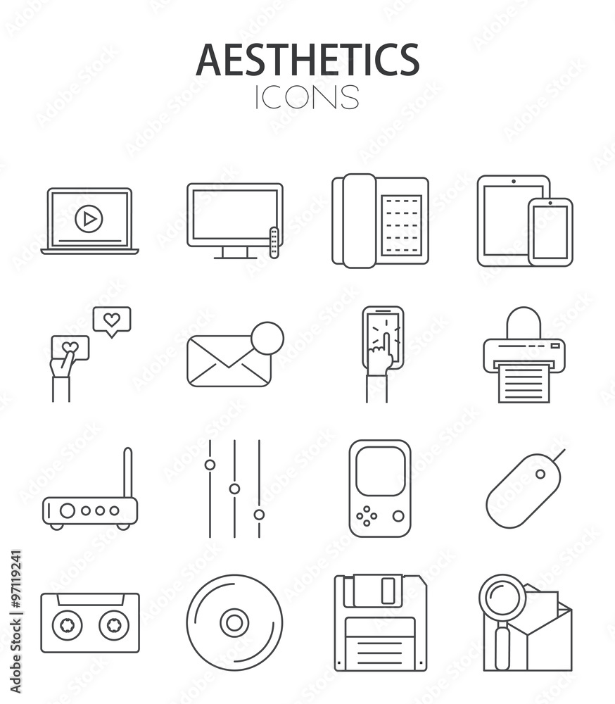 Vector modern thin line flat design of icons set. Vector modern thin line flat design of icons set.