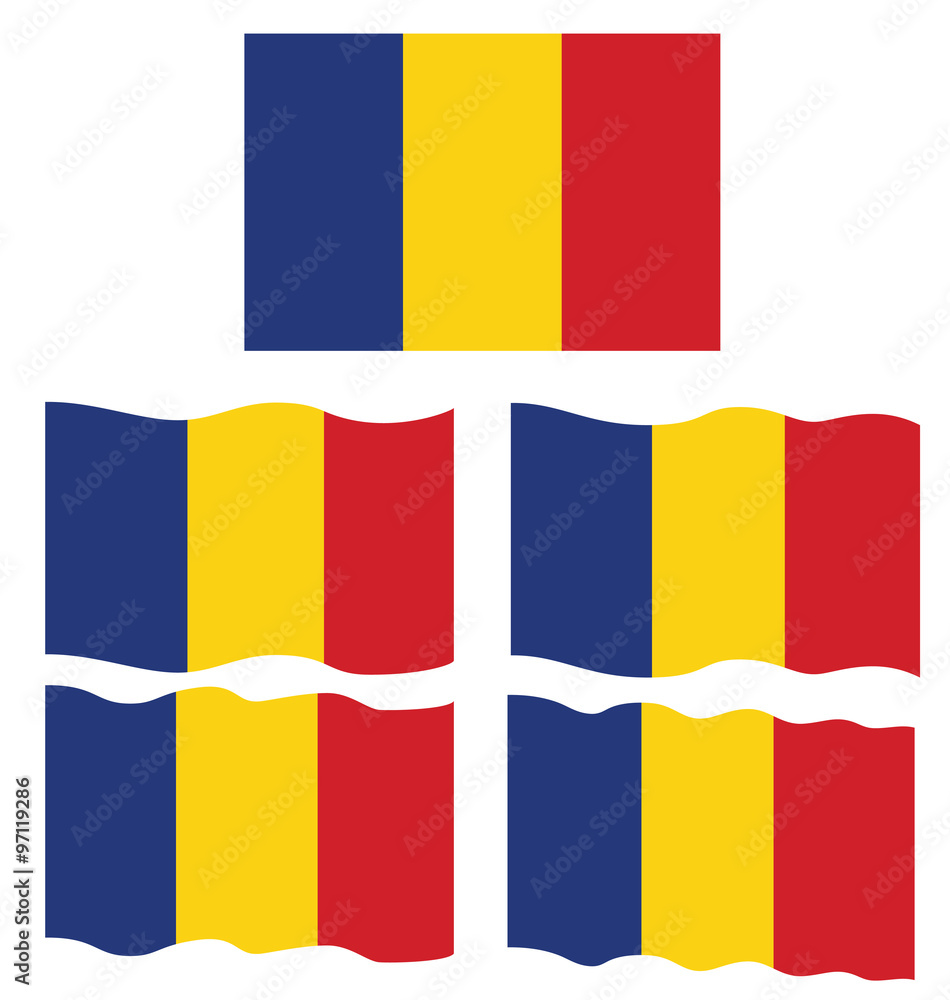 Fototapeta premium Flat and Waving Flag of Romania