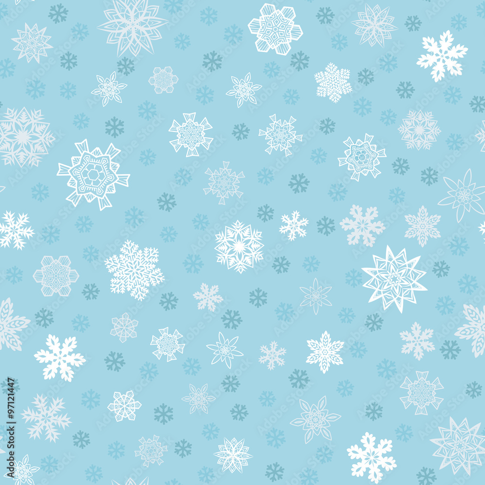 Seamless winter light blue background with snowflakes for Christmas and New Year holidays Seamless winter light blue background with snowflakes for Christmas and New Year holidays